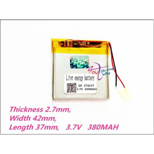 274237 3.7V 380MAH Polymer rechargeable batteries MP3 MP4 MP5 GPS 274237 NWZ-E345 MWZ-E373 MWZ-E383 A864 A865 LIS1425HNPC