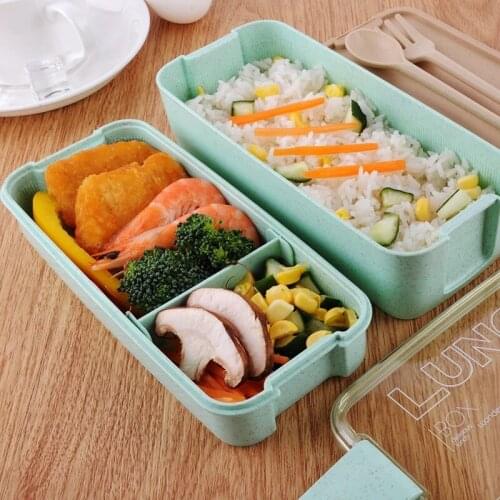 Children Kids School Office Portable 3 Layer Bento Boxs Microwave Lunch Box Picnic Large-Capacity Preservation Food Storage