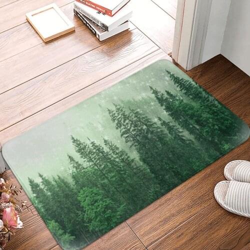 Foggy Green Forest Doormat Carpet Mat Rug Polyester Non-Slip Floor Decor Bath Bathroom Kitchen Living Room 40*60