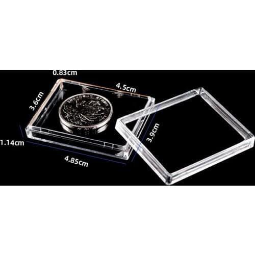 500Pcs 4.5cm*3.6cm*0.83cm Coin Cases Capsules Holder Clear Plastic rectangle Storage Box