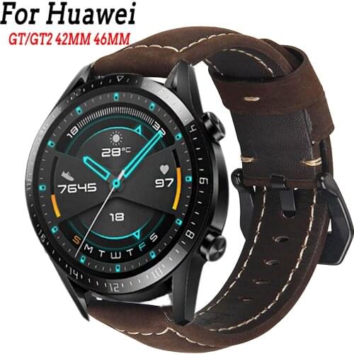 22mm Leather Watchband Strap for Huawei Watch GT /GT 2 /Active Smart Watch Wristband Correa for Huami Amazfit GTR 47mm /gt2 Band