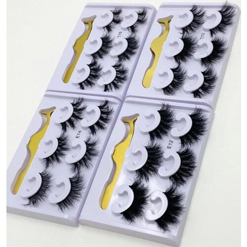 2019 NEW 3Pair 25mm 5D Real Mink Eyelashes 100% Cruelty free Lashes Reusable Natural False Eyelash curler Popular Lashes Makeup