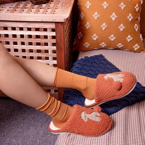 Cute Slippers Home Cotton Shoes Women Winter Warm Fur Slippers Men Boys Girls House Shoes Comfort Indoor Bedroom Zapatilla Mujer