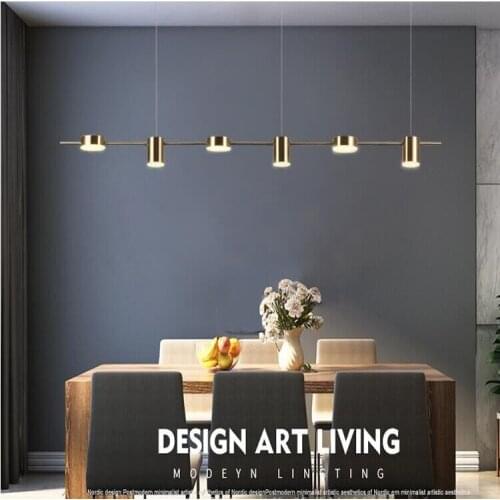 Nordic designer GOLD CHANDELIER modern simple bar coffee bar restaurant clothing store long LED light