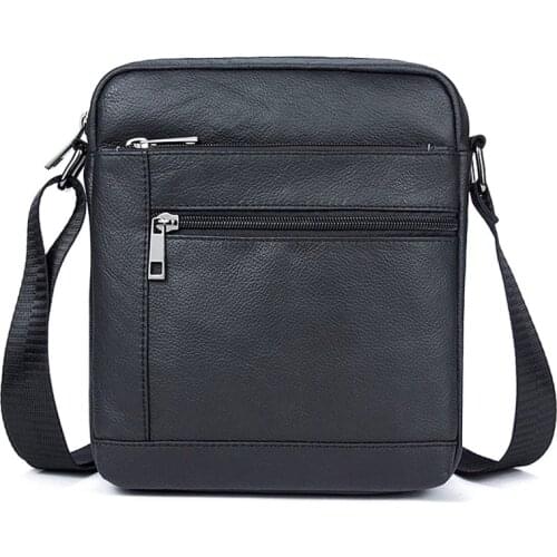 Luufan Mens Shoulder Bags Small Mens Bag Genuine Leather Black Crossbody Bags for Men Flap Man Messenger Bag Male Leather 7604