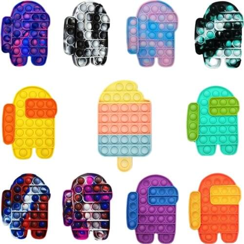 Fidget Toys Push Pop Bubble Silicone Toys Round heart Octopus Strawberry Ice Cream Stress Relief Sensory Toy Kids Adults Toys