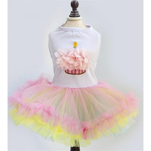 Spring and summer thin dog clothes pet clothing cake skirt floral multicolor dog skirt cute pink flower pet skirt
