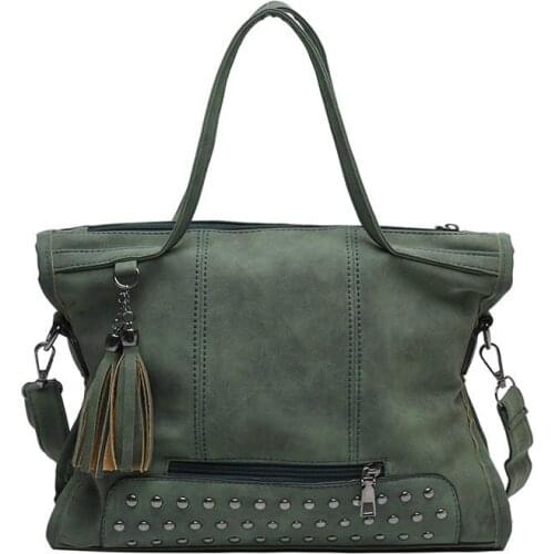 Tassel Rivet Womens Bag Leather Shoulder Bags Ladies Luxury Brand Handbags Designer High Capacity Female Fashion Crossbody Bag