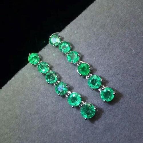 SHILOVEM 925 sterling silver Natural Emerald stud earrings classic fine Jewelry women wedding women wholesale jce0303011agml