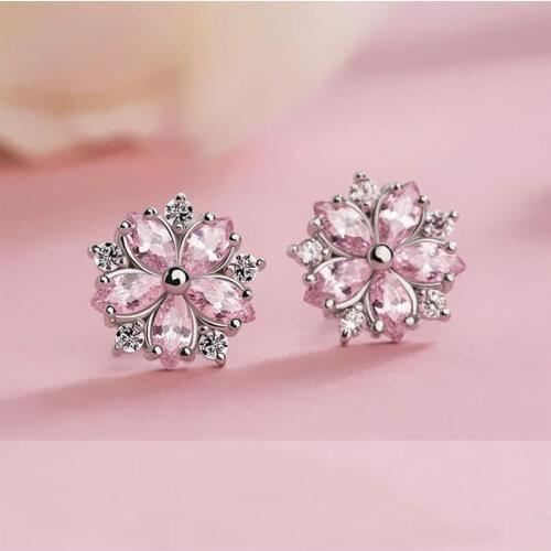 925 Sterling Silver Fashion Trendy Ice Zircon Horse Eye Flower Stud Earrings For Women Girl Jewelry Gifts brincos S-E242