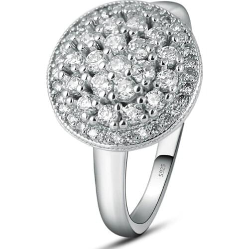 2018 New Real 925 Sterling Silver Luxury Shining Big White CZ Cubic Zircon Wedding Bands Rings For Women Party Jewelry