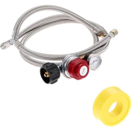 0-30 PSI Adjustable Regulator with Stainless Braided 2 Y-Splitter Hose for Heaters Grills Fire Pit High Pressure Regulator Valve