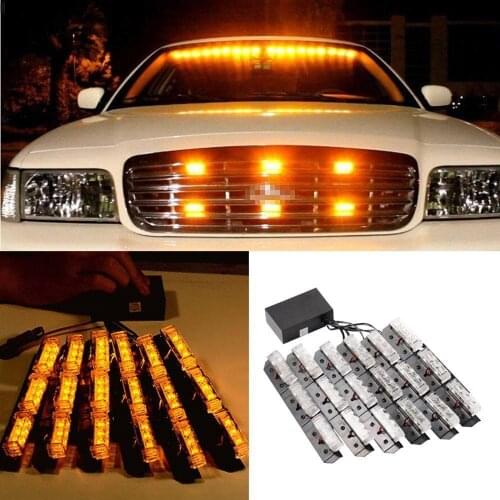DC 12V 54 LED Emergency Car Truck SUV Strobe Light Bars Warning Deck Dash Grille Amber Yellow 6X 9LED Lamp Flash Safety lights