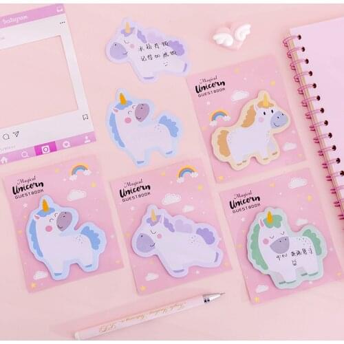 30 Sheet Kawaii Unicorn Memo Pad Cute Cartoon Fantasy Post-it N-time Sticker Stationery Sticky Notes Office School Accessories