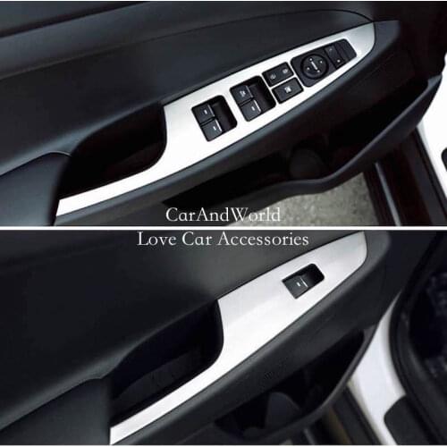 Stainless Steel Accessories For Hyundai Tucson 2015-2019 Car Interior Door Window Switch Cover Glass Lift Panel Decoration Trims