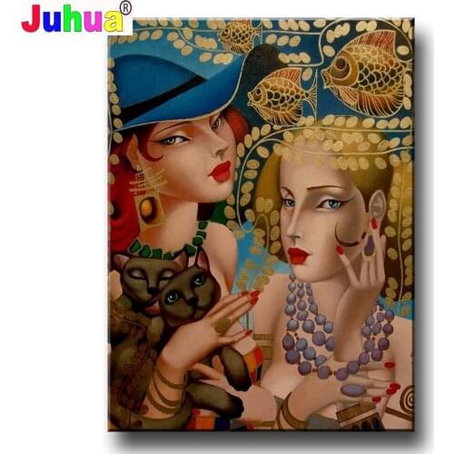 Diamond Painting Two Woman Daimond Embroidery Portrait Princess Girl 5d full round Drill queen inlaid pattern Top 2021 Gift