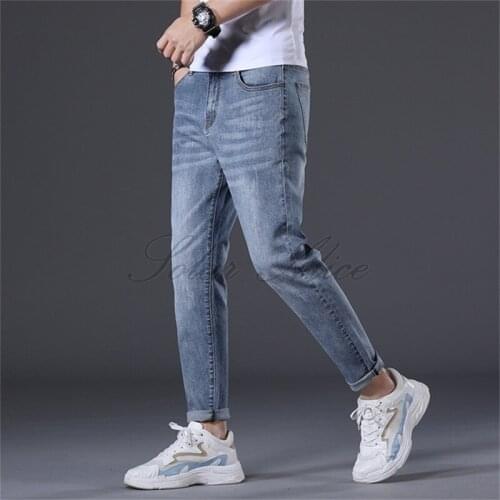 Free Shipping 2020 Mens New Four Seasons Ankle-length Jeans Slim Feet Pencil Casual Pants