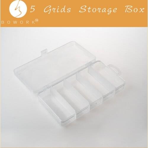 BOWORK 5 Grids Compartments Plastic Transparent Organizer Case Cover Container Storage Box For Bow Frogs Bow Parts