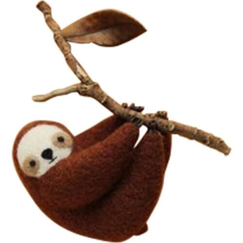 Sloth Brooch wool needlepoint kit wool felt needle felting decoration craft needlecraft DIY ha