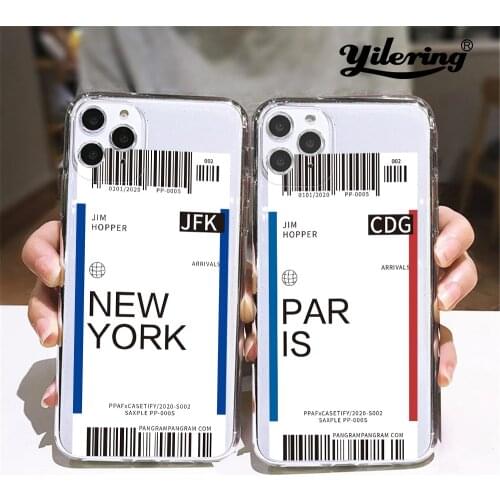 Coque Air Ticket Country Label for Case iPhone 11 12 mini Pro MAX 8G 7 8 plus SE 2020 Soft Transparent TPU Case Cover for 12 Pro