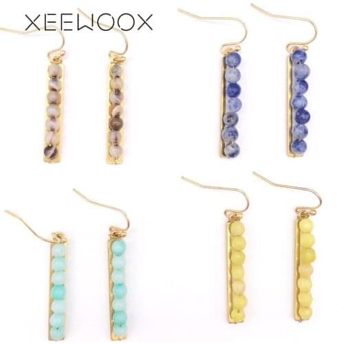 Long Round Beads Colorful Drop Earring Blue Yellow Brown Green Woman Statement Drop Earring XEEWOOX Bohemia Boho Party Gift