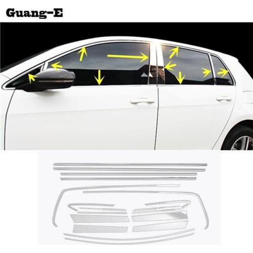 For VW Volkswagen Golf7 Golf 7 2014 2015 2016 2017 Car Stainless Steel Glass Window Garnish Pillar Middle Column Strip Trim