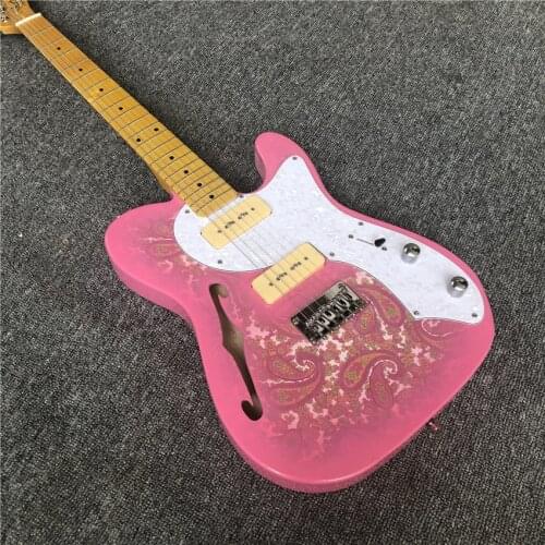 Coral paste electric guitar. Pink. Cow bone string pillow. Nitro paint. Real photos. Free shipping