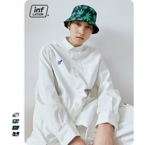 INFLATION Men 100% Maple Leaf Printing Bucket Hat Outdoor Boy Bucket Hat Men Summer Sunhat Streetwear Fashion Men Bucket Hat