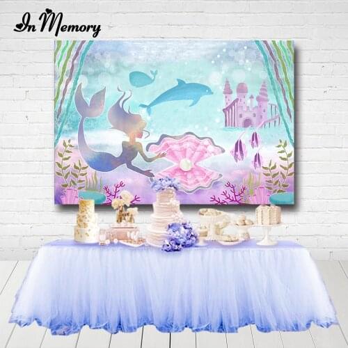 InMemory Under The Sea Mermaid Theme Backdrops For Photography Castle Mussel Girls Birthday Party Backgrounds Photo Studio
