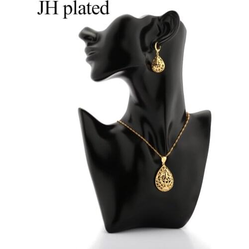 JHplated African Dubai New Fashion gold color jewelry sets women gifts Party wedding Necklace Earrings sets 45cm Length