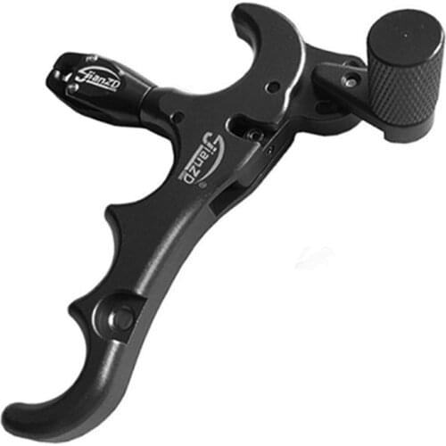 JIANZD 360 Degree Rotation Compound Bow Release Adjustable Caliper Trigger Grip Thumb 4 Finger Release Aluminum Aid