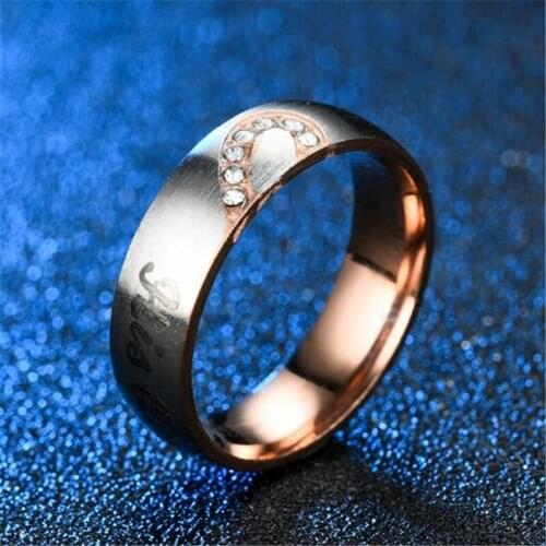 2019 Tready Titanium stainless steel half peach heart Her King His Queen couple ring For Women Men Jewelry