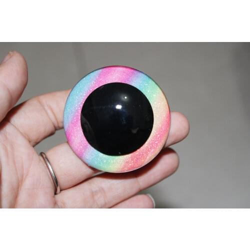 100pcs-- 30mm-40mm-50mm new high quality clear round safety eyes +rainbow fabric+ washer for diy puppet plush color randomly