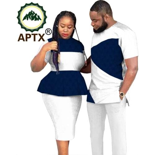 APTX couple suit jacquard fabric Mens top&pants suit + women dress couple clothes TS20C010