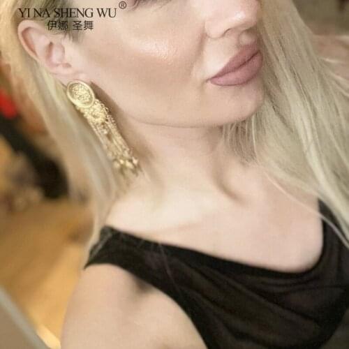 New Long Gold Color Dangle Drop Earrings Hang Chain Tassels Fine Jewelry Punk Accessories Wholesale Vintage Pendientes For Women