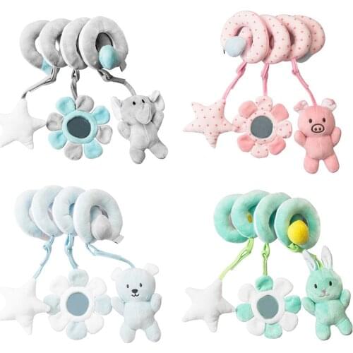 Rattles Mobile To Bed Baby Toys Cute Crib Stroller Spiral Newborn 0-12 Months Educational Cartoon Animals Soft Infant Rattle Toy
