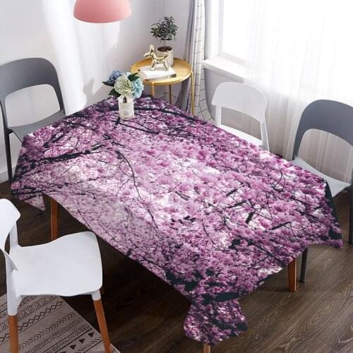 Custom 3D HD Cherry-Blossoms Pattern Waterproof Coffee Table Cloth Oxford Fabric Table Cover Wedding Decoration Picnic Blanket