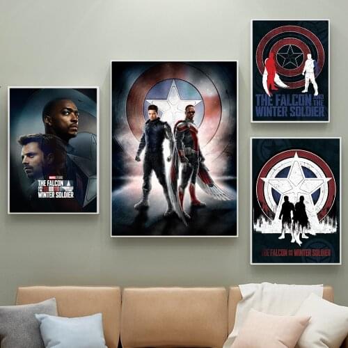 Popular American TV Series Superhero Marvel The Falcon and The Winter Soldier Canvas Painting Prints Poster Home Decor Kid Room