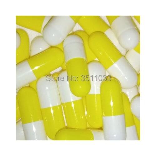 Size0# 1000pcs/Lot White-Yellow Empty Seperated Medicine Powder Capsules,Hard Gelatin Empty Capsule Bottle,Hollow Capsule Bottle