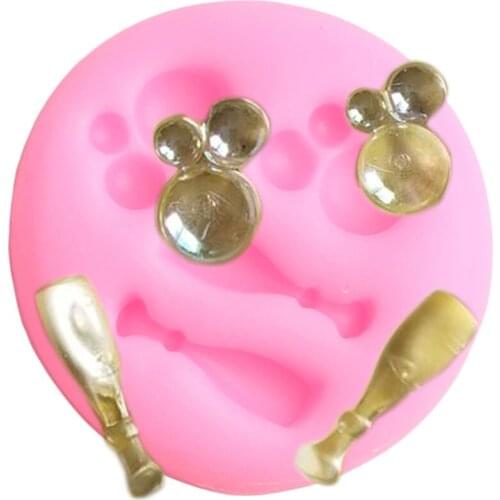 Champaign Bottle Silicone Mold Mouse Bubbles Cupcake Topper Fondant Molds Cake Decorating Tools Candy Chocolate Gumpaste Moulds