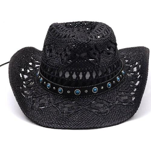 Mannen Straw Western Cowboy Hoed Hand Made Beach Vilt Zonnehoeden Party Cap Voor Man Vrouw Curling Rand Cap Zon Bescherming