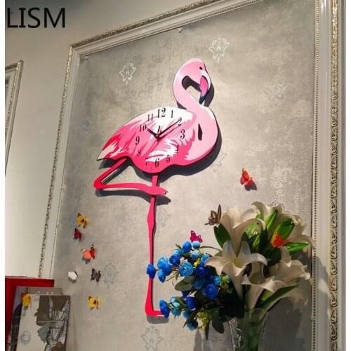 Living Room Modern Design Wall Clock Quartz Silent Flamingo Clock Smart Wall Clock Bedroom Home Decor Reloj Pared Decorativo