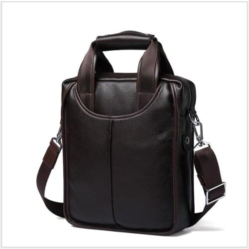 Brand Genuine Cowhide Leather Vintage handbag Male shoulder bag Men leather Ipad bag