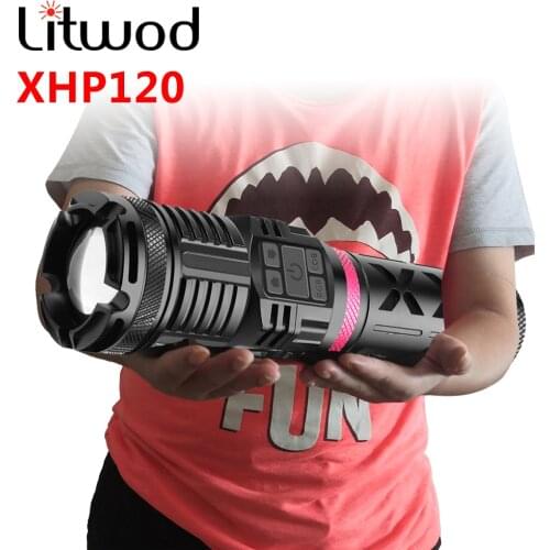 XHP120 16-core 4 Color High Quality Led Flashlight USB Rechargeable Powerbank 3pcs 18650 Battery Torch Aluminum Zoomable Lantern