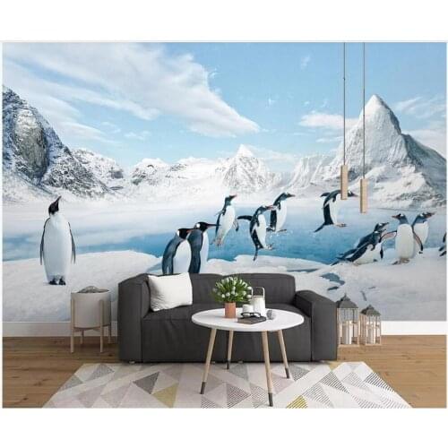 Custom mural 3d photo wallpaper Antarctic penguin ice and snow animals home decor living room wallpaper for walls 3 d in rolls