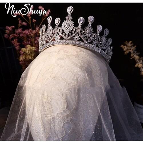 NiuShuya Zircon Crystal Wedding Crown Zirconia Bridal Tiara Princess Diadem Evening Party Dress For Women Bride Hair Accessories