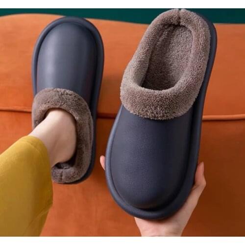 Winter Men Shoes Warm Plush Slippers Men Outdoor Indoor Home Shoes Unisex Flip Flops Non-slip Slides Casual Chanclas Hombre