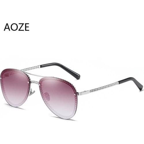2020 Luxury fashion chain frame pilot sunglasses ladies High Quality Gradient Casual Drive sunglasses oculos feminino UV400