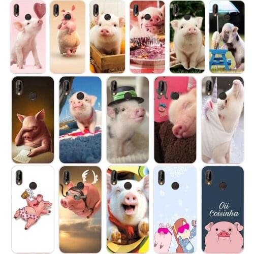 28AA Cute Little Pink Pet Pig Luxury Silicone TPU Protective Cover Phone Case On For Huawei P20 30 Pro Lite Case Soft