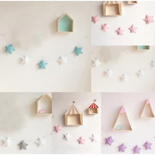 Nordic 5Pcs Cute Stars Hanging Decorations Ornaments Banner Bunting Party Kid Bed Room Home Decor